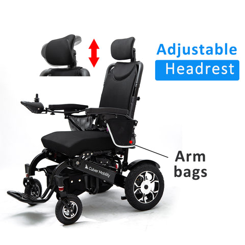 SHAWK Reclining Folding Electric Wheelchair - 330 lbs (Black)