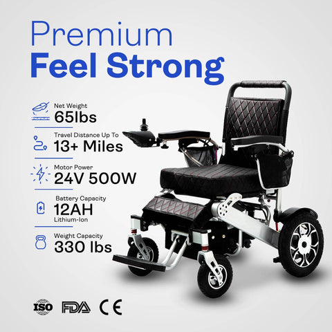 Alton Mobility Folding Electric Wheelchair - Heavy Duty WOLF (Black)