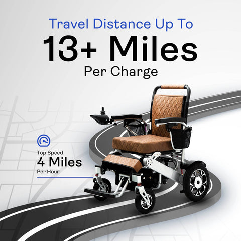 Alton Mobility Folding Electric Wheelchair - Heavy Duty WOLF (Brown)