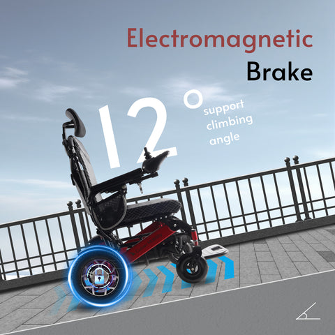 SHAWK Reclining Folding Electric Wheelchair - 330 lbs (Red)