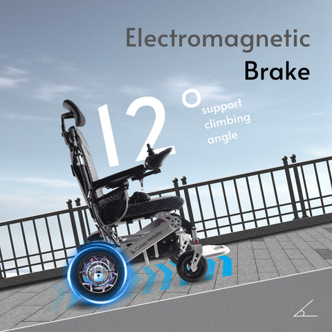 SHAWK Reclining Folding Electric Wheelchair - 330 lbs (Silver)