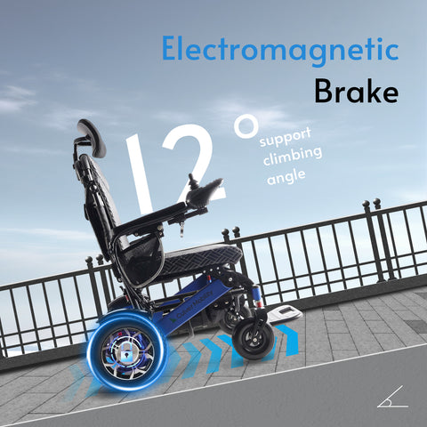 SHAWK Reclining Folding Electric Wheelchair - 330 lbs (Blue)