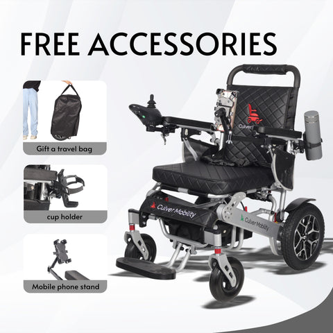 Heavy Duty Folding Electric Wheelchair WOLF (Black) 330 lbs Capacity