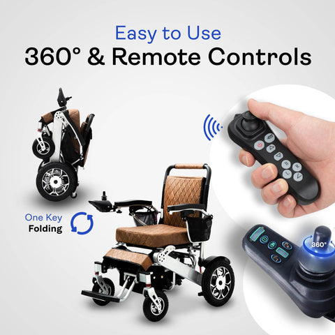Alton Mobility Folding Electric Wheelchair - Heavy Duty WOLF (Brown)