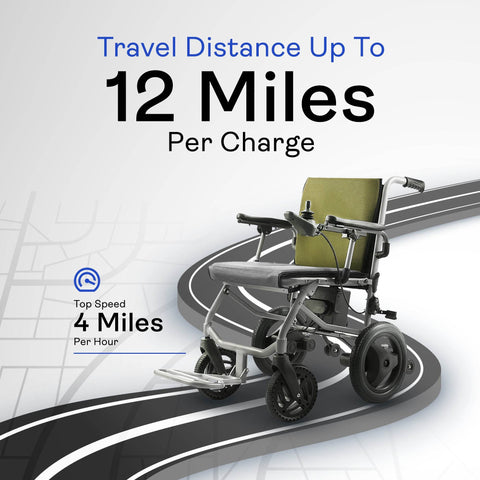 Alton Mobility Kano Green Lightweight Folding Electric Wheelchair - Only 35lbs