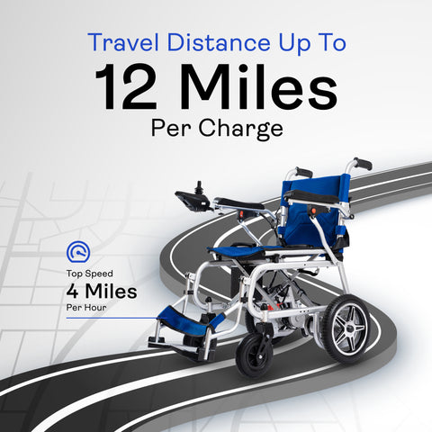 Alton Mobility ARTEMIS PRO-Lightweight Foldable Electric Wheelchair 500W 12 miles (Blue)
