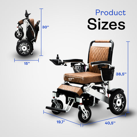 WOLF Heavy Duty Folding Electric Wheelchair - Brown