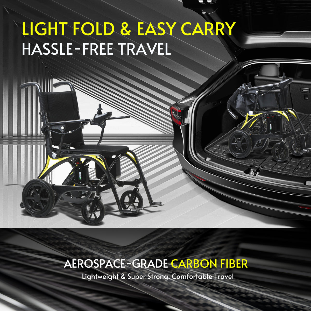 Alton Mobility LEOPARD Carbon Fiber Folding Power Wheelchair – 500W Brushless