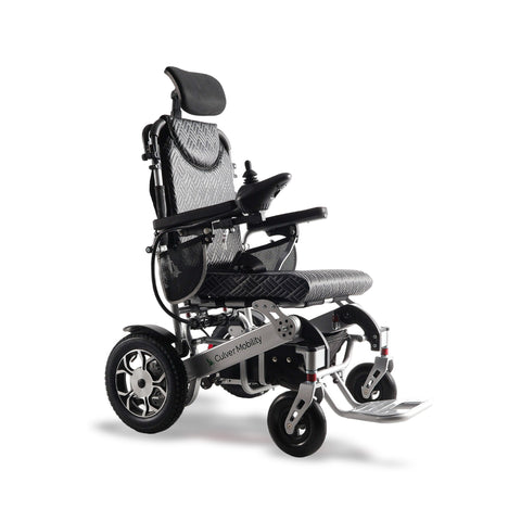 SHAWK Reclining Folding Electric Wheelchair - 330 lbs (Silver)