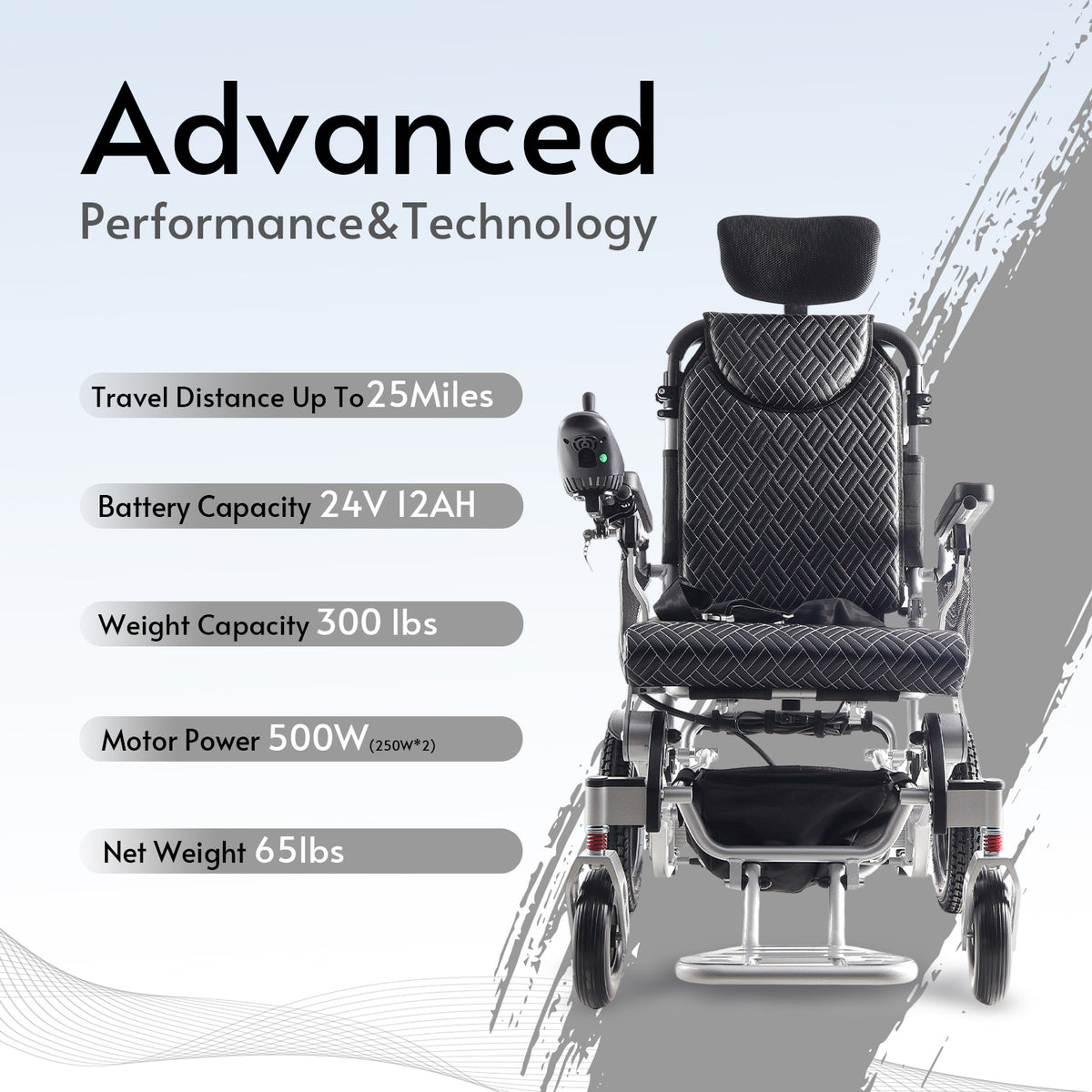 Alton Mobility SHAWK Reclining Folding Power Wheelchair (Black) – Remote Control