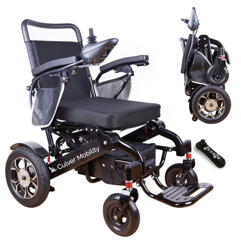 Folding Lightweight Heavy Duty Electric Wheelchair 330 lbs -500W-13 Miles WOLF (Black)