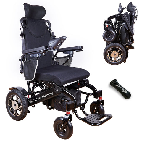 Reclining Folding Electric Wheelchair 330 lbs - SHAWK (Black)