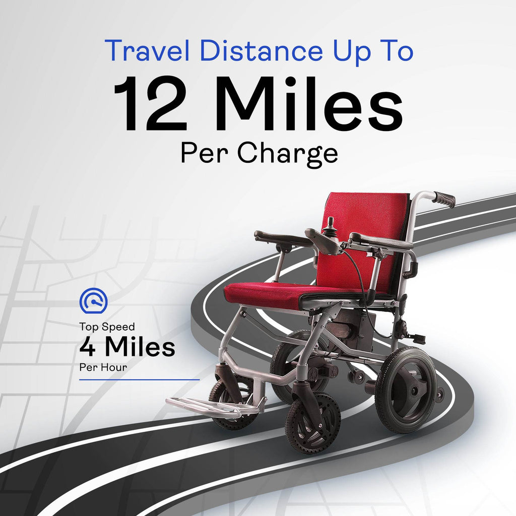 Alton Mobility KANO Ultra-Light Travel Power Wheelchair (Red) – 35 lb
