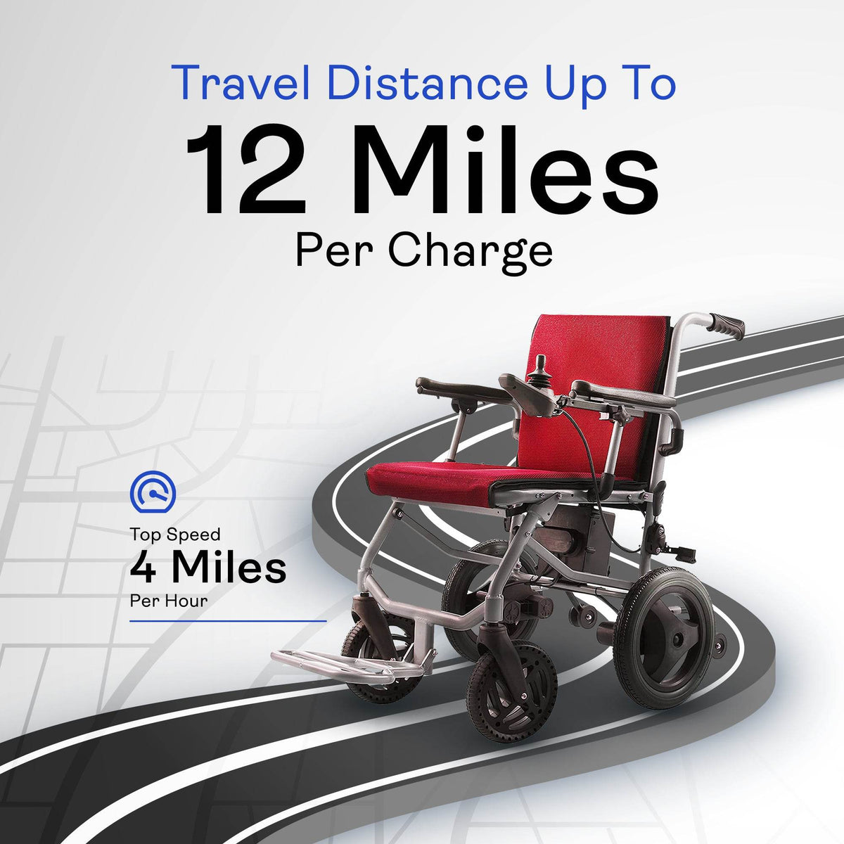 Alton Mobility KANO Ultra-Light Travel Power Wheelchair (Red) – 35 lb