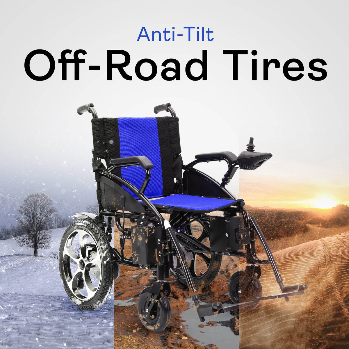 Alton Mobility ARTEMIS Folding Power Wheelchair (Blue) – 13-Mile Range