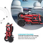Alton Mobility COUGAR 3-Wheel Folding Mobility Scooter (Red) – 25-Mile Range