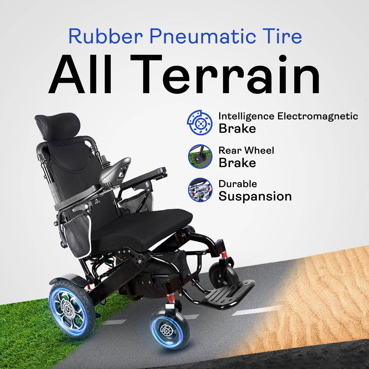 Alton Mobility SHAWK Reclining Folding Power Wheelchair (Black) – Remote Control