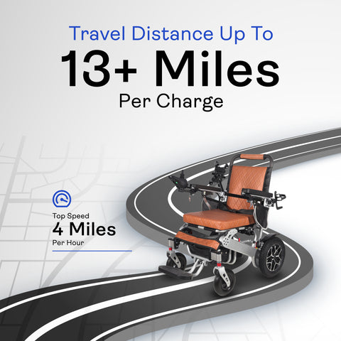 Heavy Duty WOLF Folding Electric Wheelchair (Brown) - 330 lbs Capacity