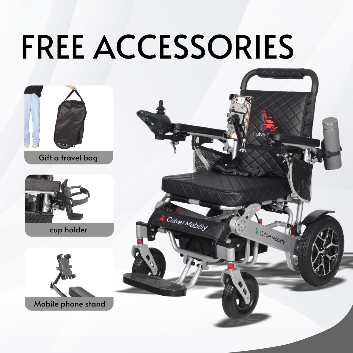 Alton Mobility WOLF Heavy-Duty Folding Power Wheelchair (Black) – 25-Mile Range