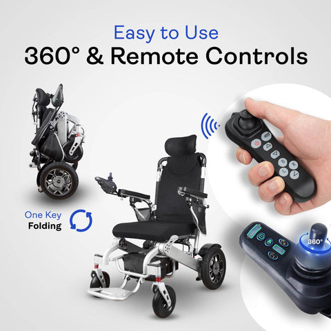 Alton Mobility Reclining Folding Electric Wheelchair 330 lbs-13 SHAWK (Silver)