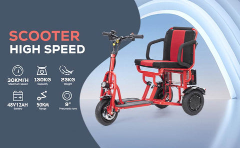Alton Mobility COUGAR - Folding Electric Mobility Scooter 3 Wheel Lightweight Portable Power Travel Scooters