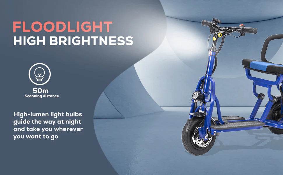 Alton Mobility COUGAR 3-Wheel Folding Mobility Scooter (Blue) – 25-Mile Range