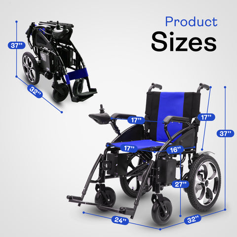 ARTEMIS Lightweight Electric Wheelchair - Blue - 265 lbs Capacity