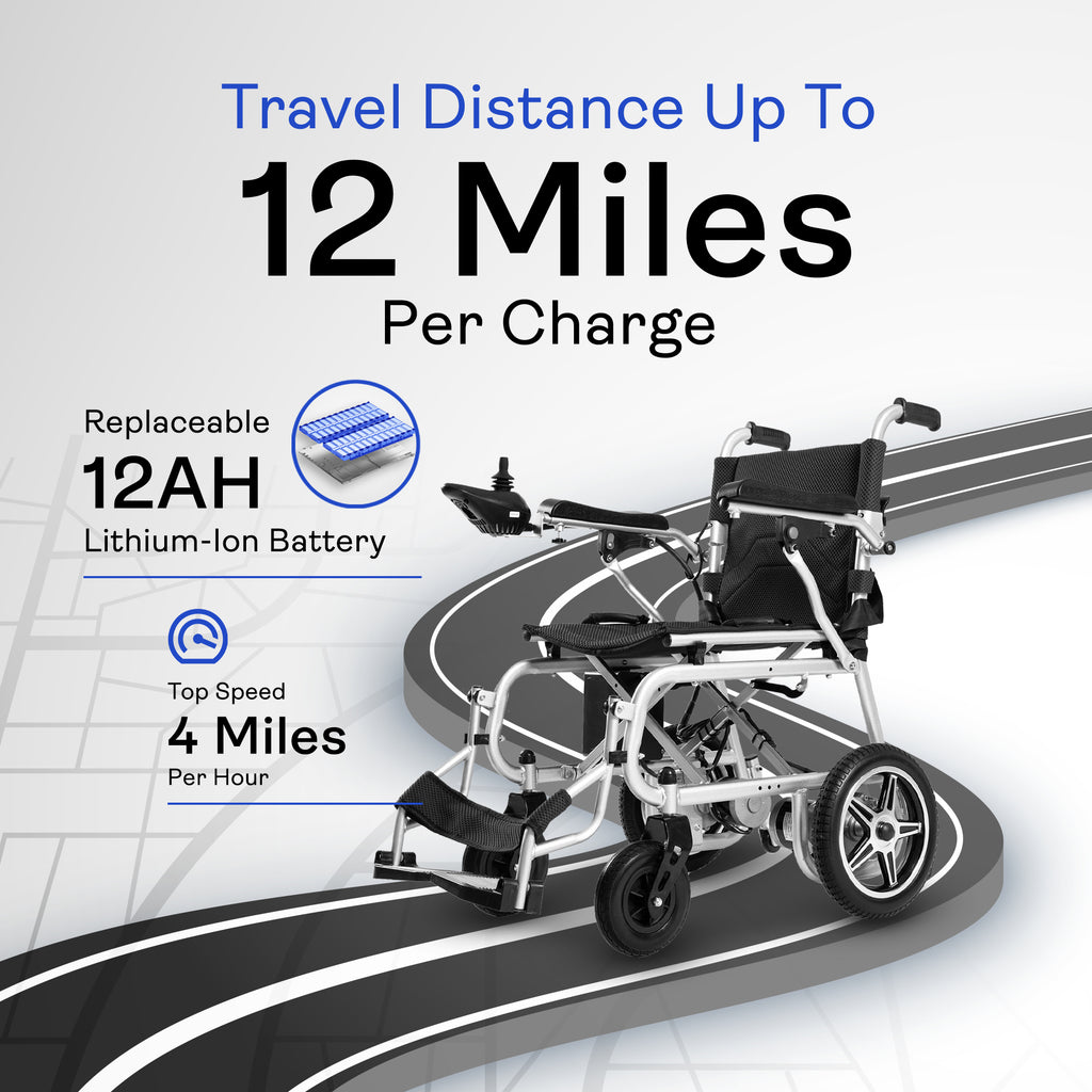 Alton Mobility ARTEMIS PRO Lightweight Folding Power Wheelchair (Black) – 500W, 50 lb