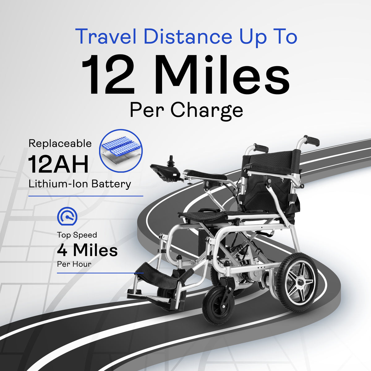 Alton Mobility ARTEMIS PRO Lightweight Folding Power Wheelchair (Black) – 500W, 50 lb