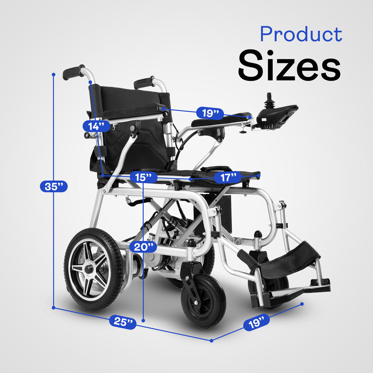 Alton Mobility ARTEMIS PRO Lightweight Folding Power Wheelchair (Black) – 500W, 50 lb