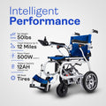 Alton Mobility ARTEMIS PRO-Lightweight Foldable Electric Wheelchair 500W 12 miles (Blue)