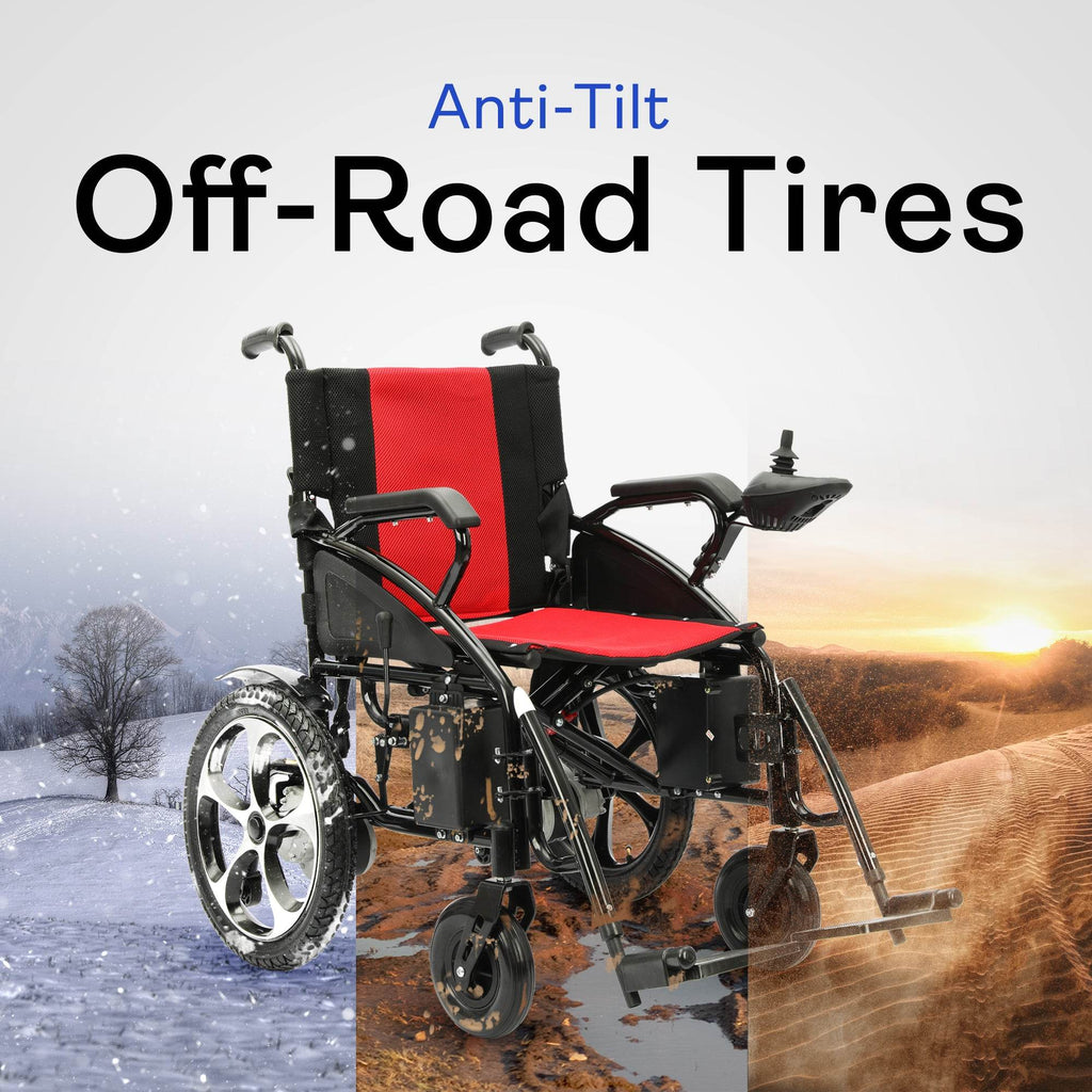 Alton Mobility ARTEMIS Folding Power Wheelchair (Red) – 13-Mile Range