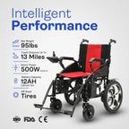 Alton Mobility ARTEMIS Folding Power Wheelchair (Red) – 13-Mile Range