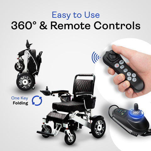 Heavy Duty Folding Electric Wheelchair WOLF (Black) 330 lbs Capacity