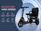 Alton Mobility COUGAR 3-Wheel Folding Mobility Scooter (Black) – 25-Mile Range