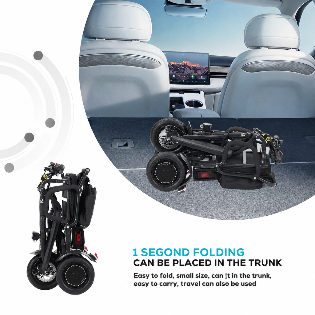 Alton Mobility COUGAR 3-Wheel Folding Mobility Scooter (Black) – 25-Mile Range