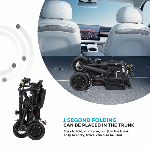 COUGAR - Foldable 3 Wheel Electric Mobility Scooter - Black