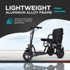 Alton Mobility COUGAR 3-Wheel Folding Mobility Scooter (Black) – 25-Mile Range