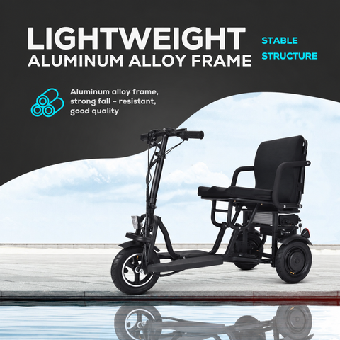 COUGAR - Foldable 3 Wheel Electric Mobility Scooter - Black