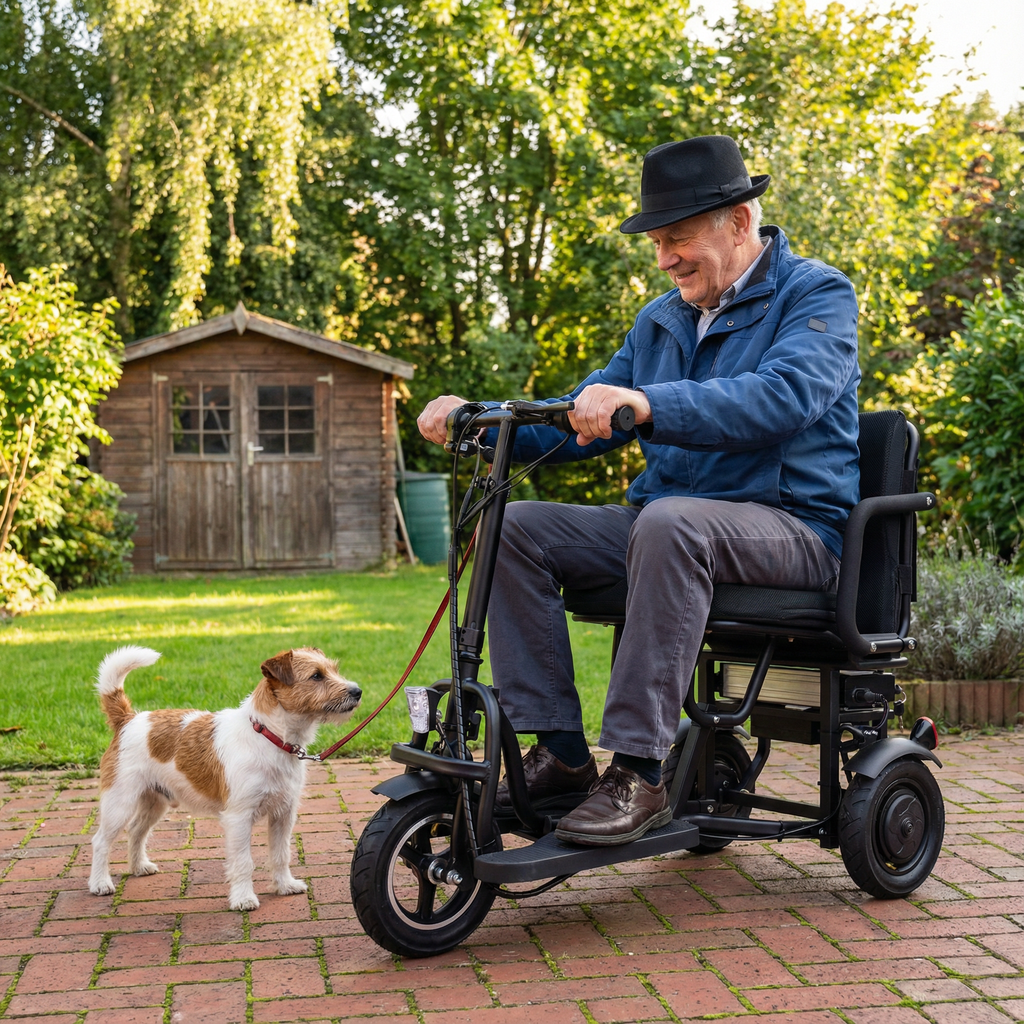 Alton Mobility COUGAR 3-Wheel Folding Mobility Scooter (Black) – 25-Mile Range