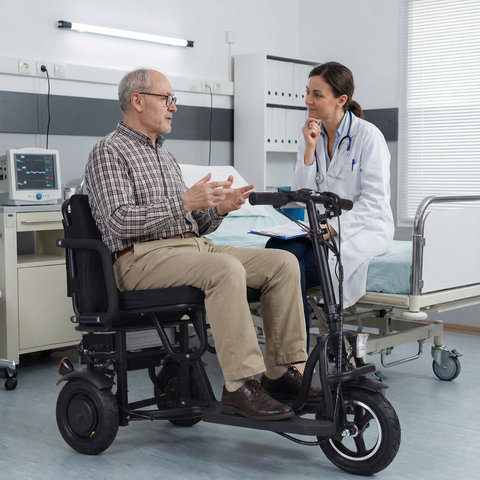 COUGAR - Foldable 3 Wheel Electric Mobility Scooter - Black