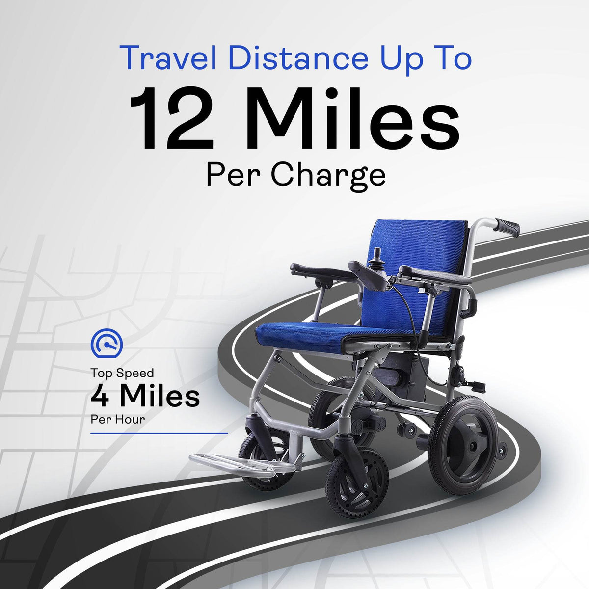 Alton Mobility KANO Ultra-Light Travel Power Wheelchair (Blue) – 35 lb