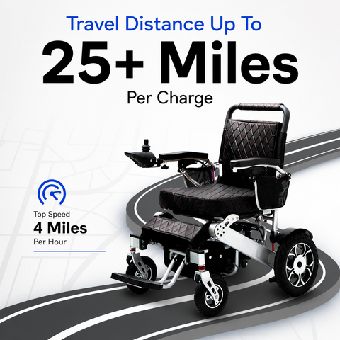 Alton Mobility Heavy Duty Folding Electric Wheelchair WOLF (Black) 330 lbs Capacity 25 Miles Longer Range