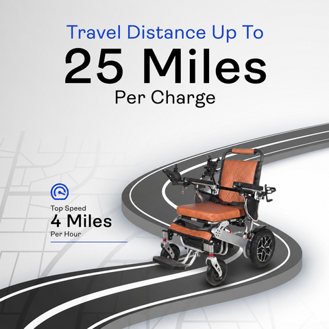 Alton Mobility Heavy Duty WOLF Folding Electric Wheelchair (Brown) - 330 lbs Capacity, 25 Miles Longer Range