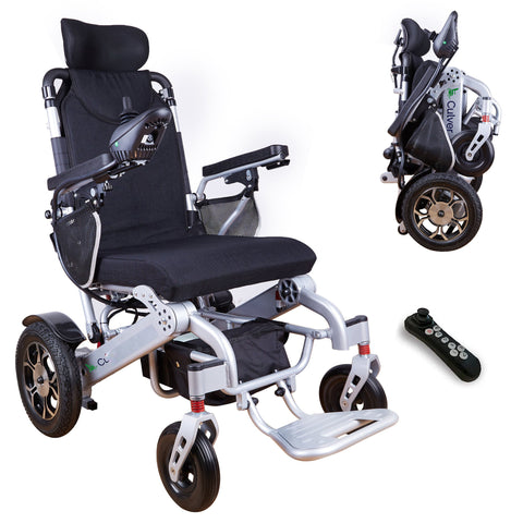 Reclining Folding Electric Wheelchair 330 lbs-13 SHAWK (Silver)